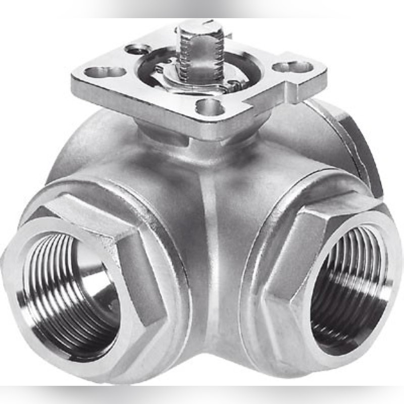 Шаровой 3–х ходовой кран Festo, нерж. сталь. Серия VZBA